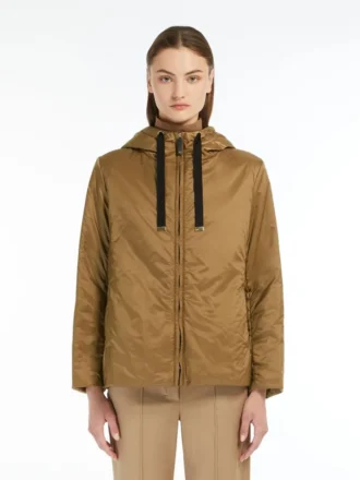 Veste matelassée à capuche hydrofuge, couleur caramel