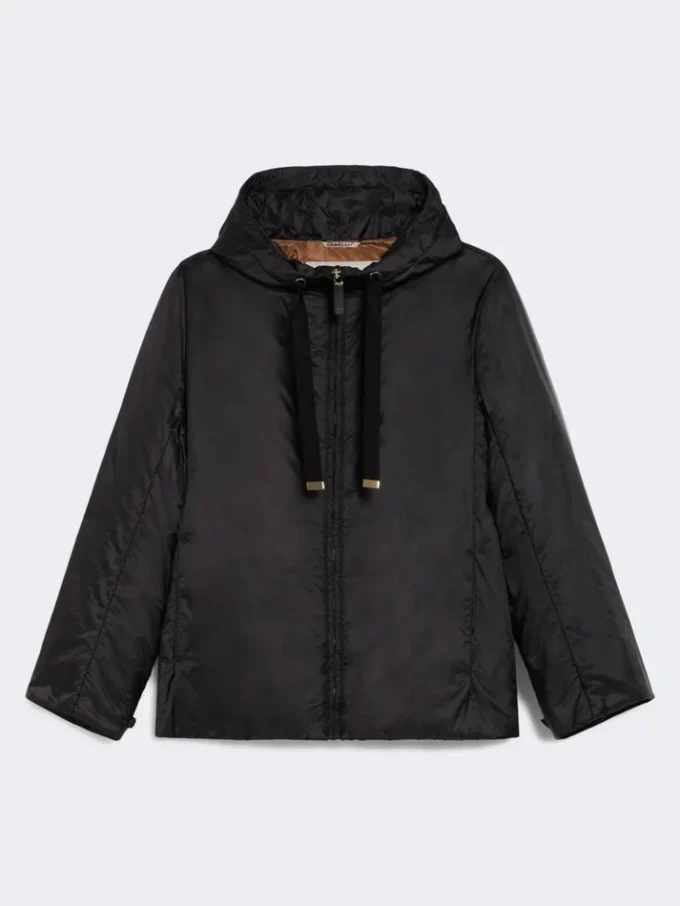 Veste matelassée à capuche hydrofuge, noire Veste matelassée à capuche hydrofuge, noire