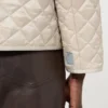Veste matelassée en toile hydrofuge à col rond, couleur naturelle Veste matelassée en toile hydrofuge à col rond, couleur naturelle