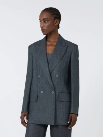 Veste Olimpia en lin à chevrons, gris moyen