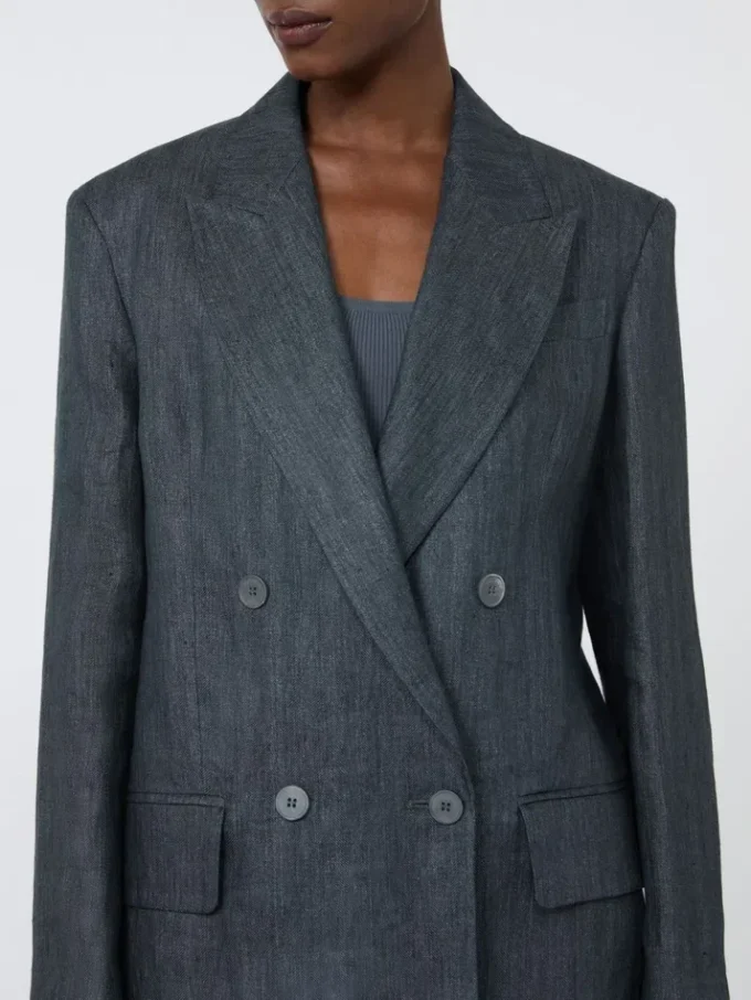 Veste Olimpia en lin à chevrons, gris moyen Veste Olimpia en lin à chevrons, gris moyen