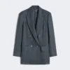 Veste Olimpia en lin à chevrons, gris moyen Veste Olimpia en lin à chevrons, gris moyen