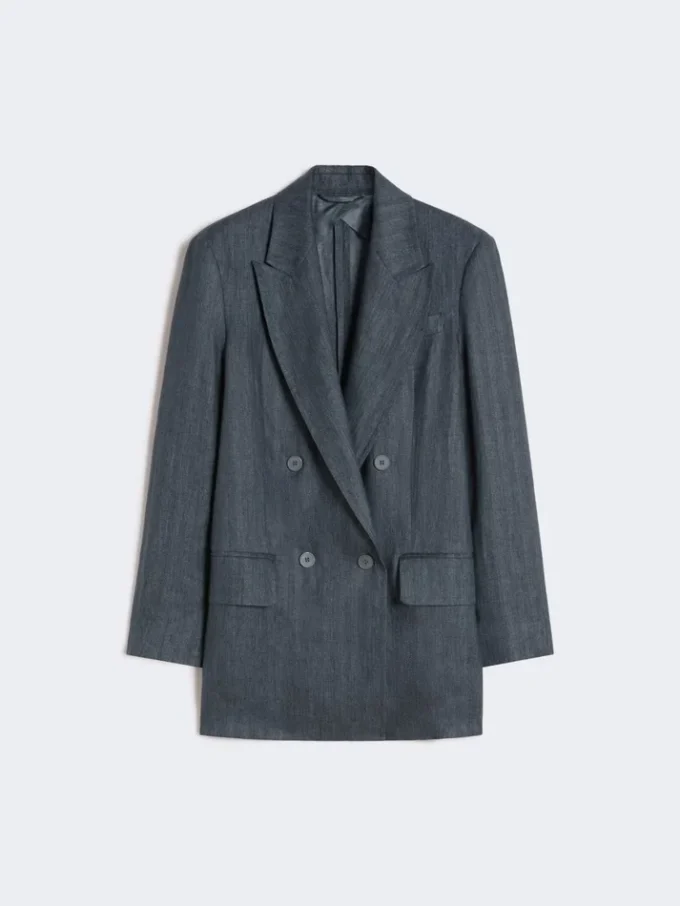 Veste Olimpia en lin à chevrons, gris moyen Veste Olimpia en lin à chevrons, gris moyen
